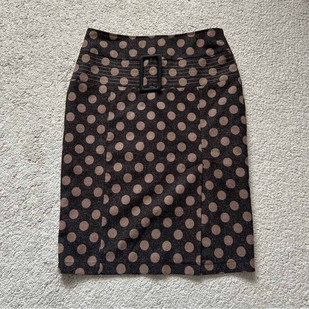 Polka Dot Pencil Skirt - Black and Brown
